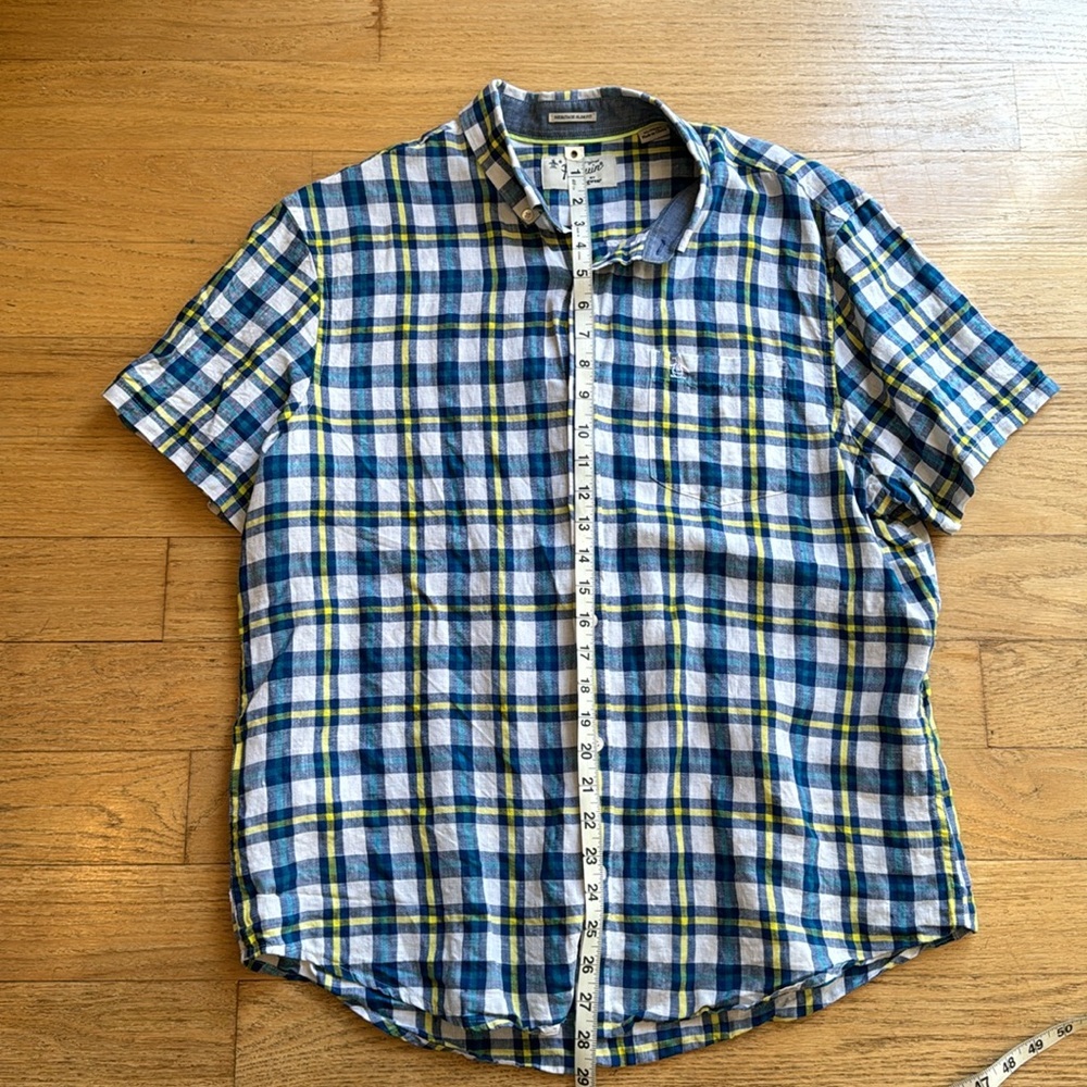 Penguin Linen Button Down Shirt Men’s Size Xl Euc - image 8